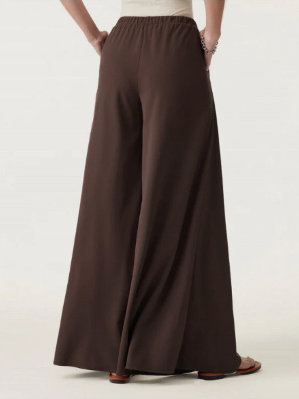 Bamboo Ponte Wrap-tie Palazzo Pant with Pockets MP Light Fig (cool deep purple) - Picture 4 of 8